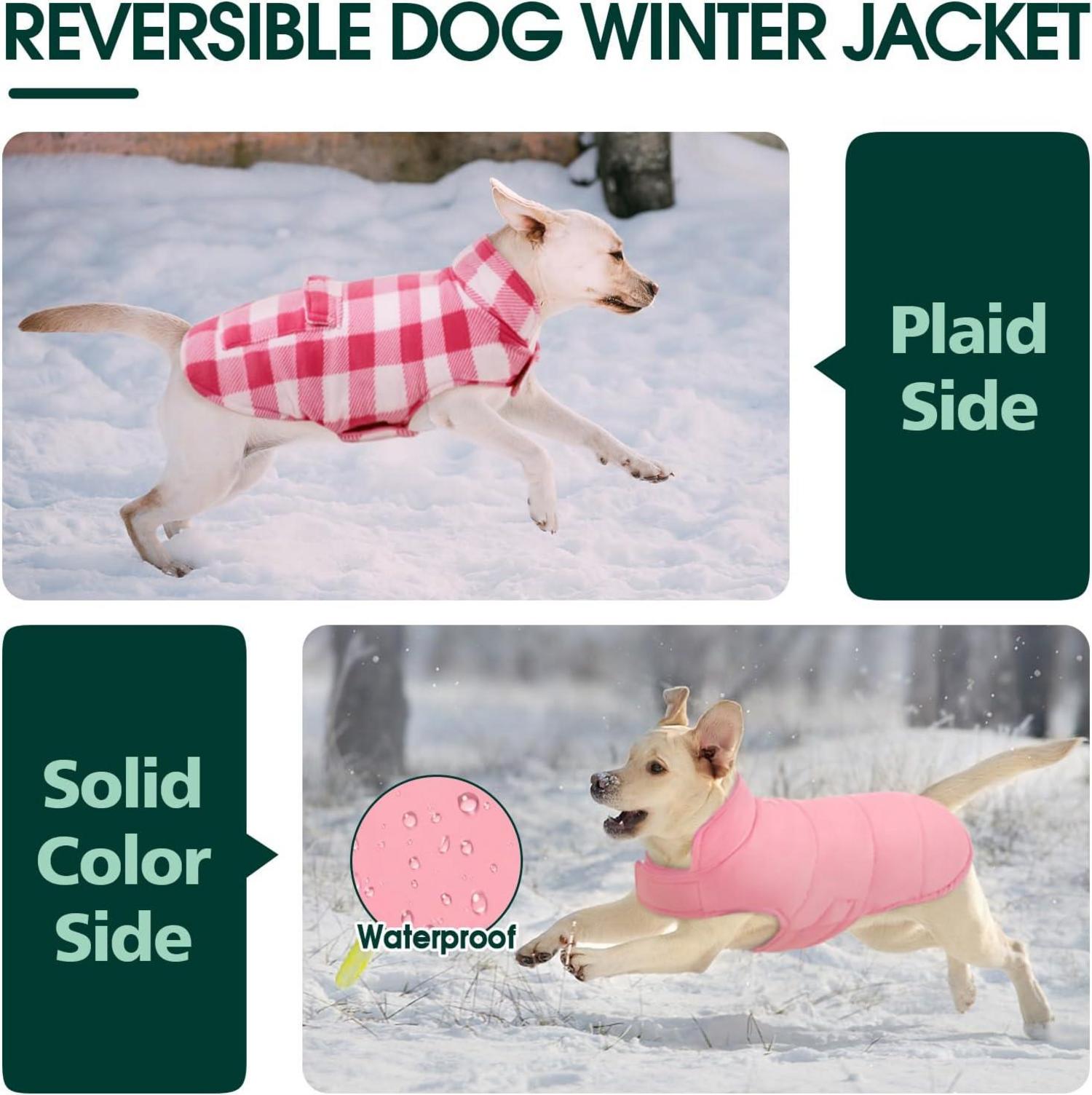 Kuoser Hundemantel Wasserdicht Wintermantel Outdoor mit Leine Loch L