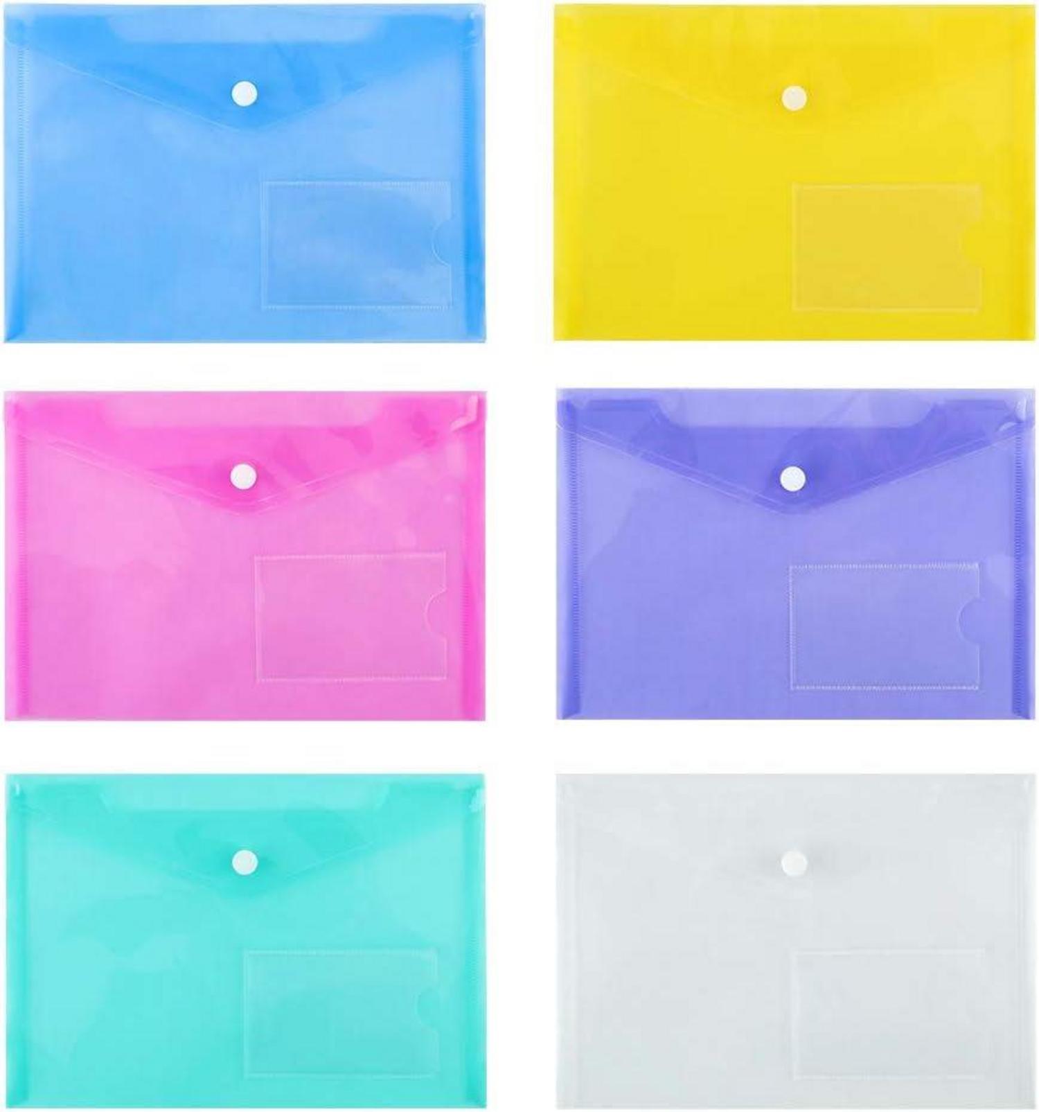 24er Set A5 Dokumentenmappen Sichttaschen Druckknopf Kunststoff