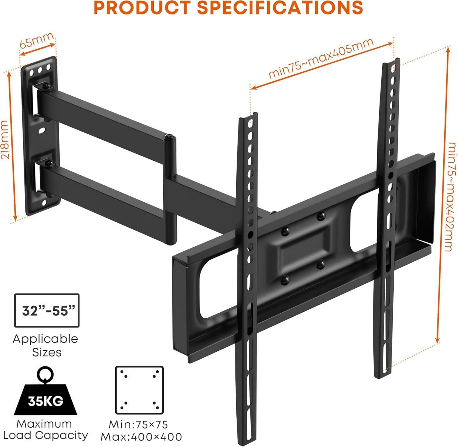 TV Wandhalterung Schwenkbar Neigbar 32-55 Zoll bis 35Kg VESA