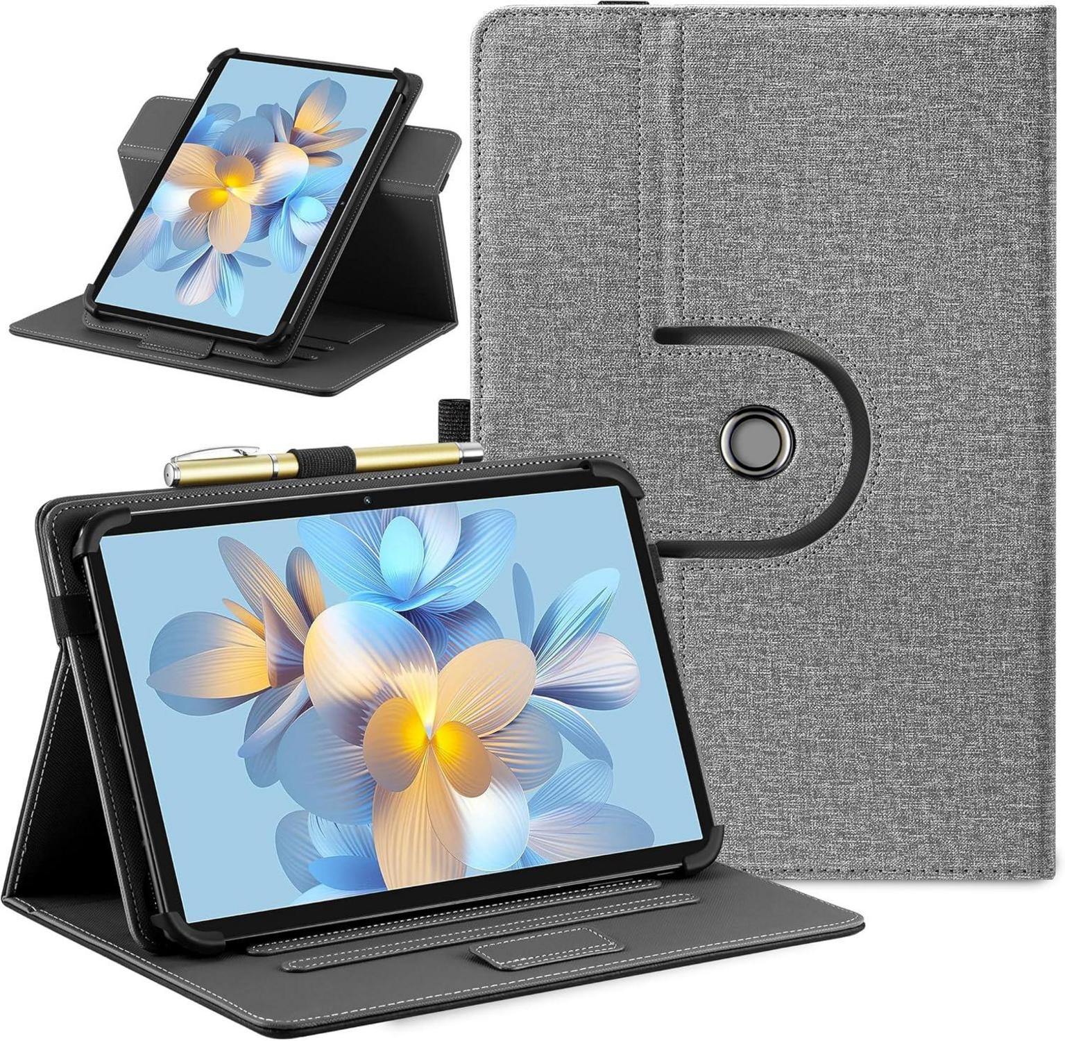 Tablet Universal Hülle 360° Drehbarer Organizer Grau 10-11 Zoll