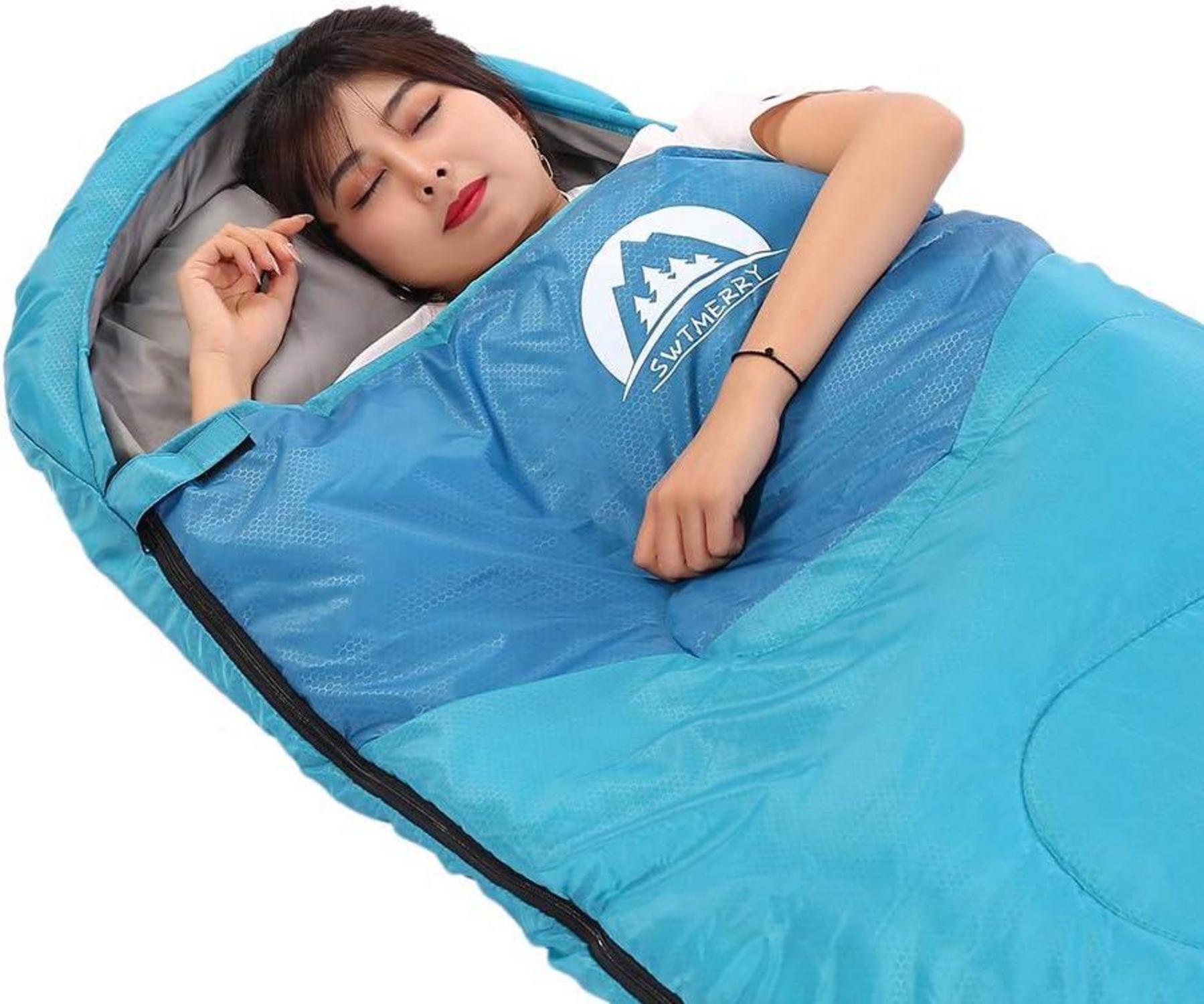 Schlafsack 3-4 Jahreszeiten warm/kühl Jugendliche/Erwachsene Wandern/Campen Himmelblau