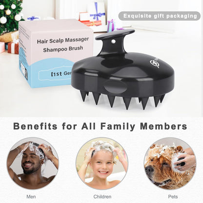 Kopfhaut Massagebürste Shampoo Bürste Haarwäsche Silikonkamm Schwarz