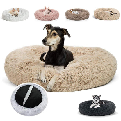 Plüsch Hundebett Groß – Waschbar, Rutschfest, Beige 120x120cm