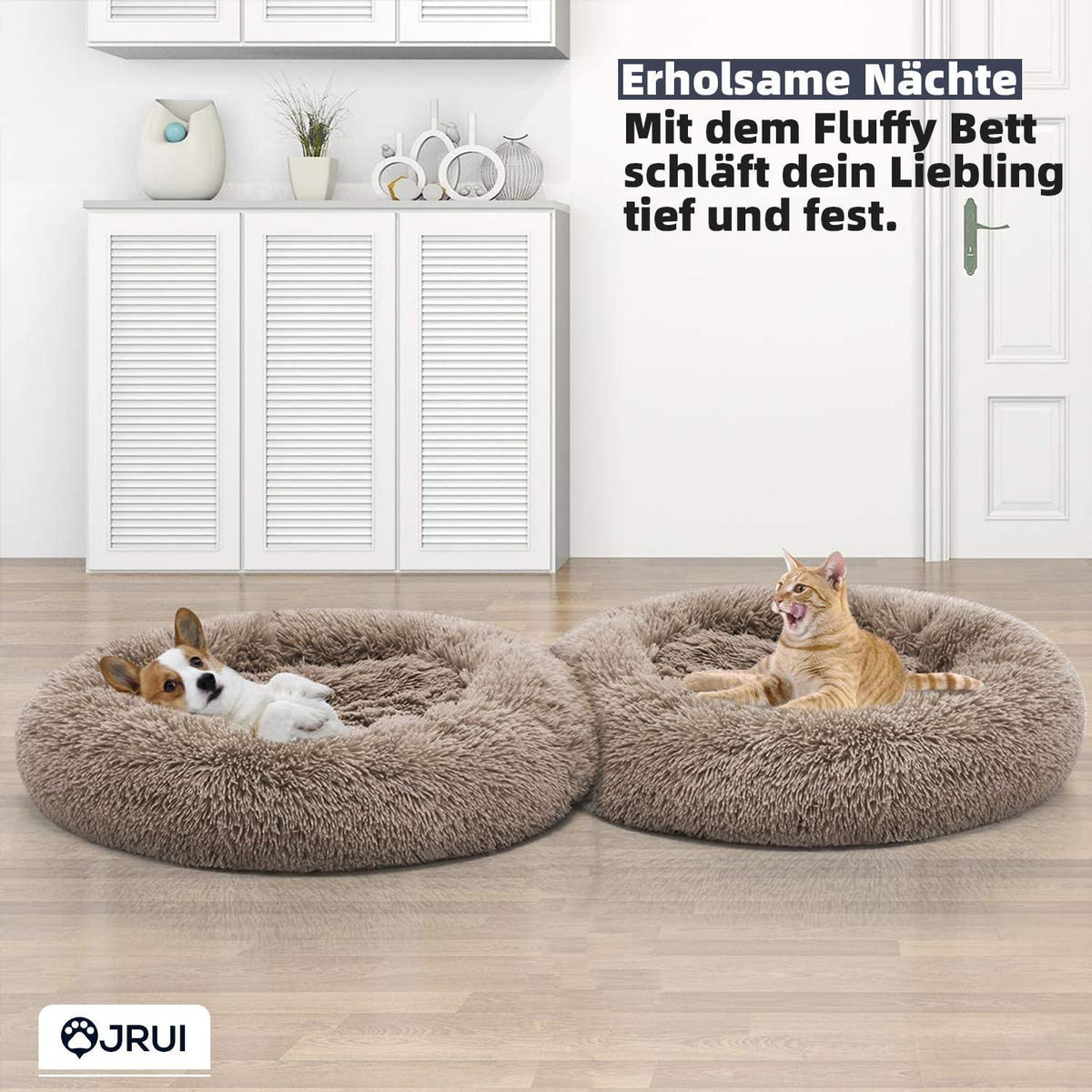 Plüsch Hundebett Groß – Flauschig, Waschbar, 120x120cm Coffee