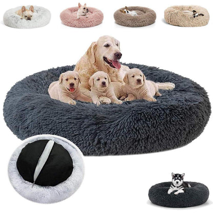 Flauschiges Hundebett Rund für Große Hunde – Grau 120x120x20cm