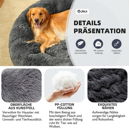 Flauschiges Hundebett Rund für Große Hunde – Grau 120x120x20cm
