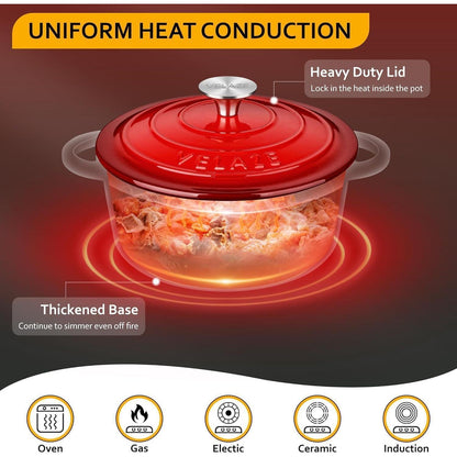 Gusseisen Topf 20cm mit Deckel, Emaillierte