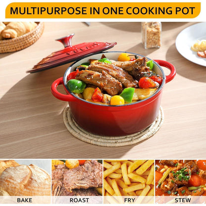 Gusseisen Topf 20cm mit Deckel, Emaillierte