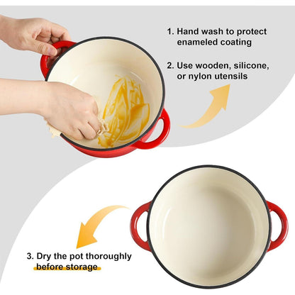 Gusseisen Topf 20cm mit Deckel, Emaillierte