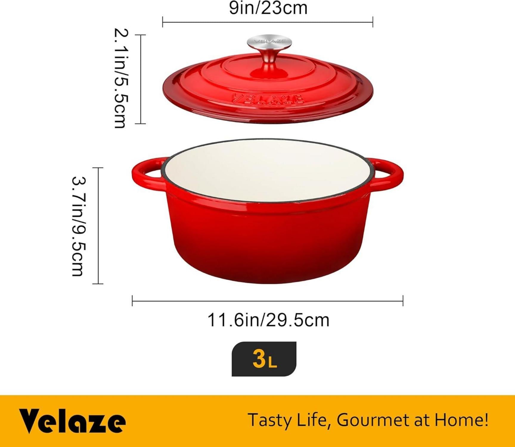 Gusseisen Bräter 23cm 3L für alle Herdarten, Emaillierte