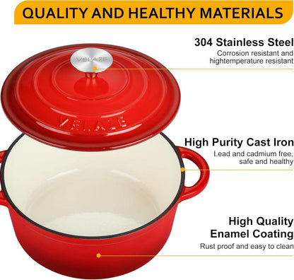 Velaze Gusseisen Bräter 23 cm mit Emaillierung und Deckel