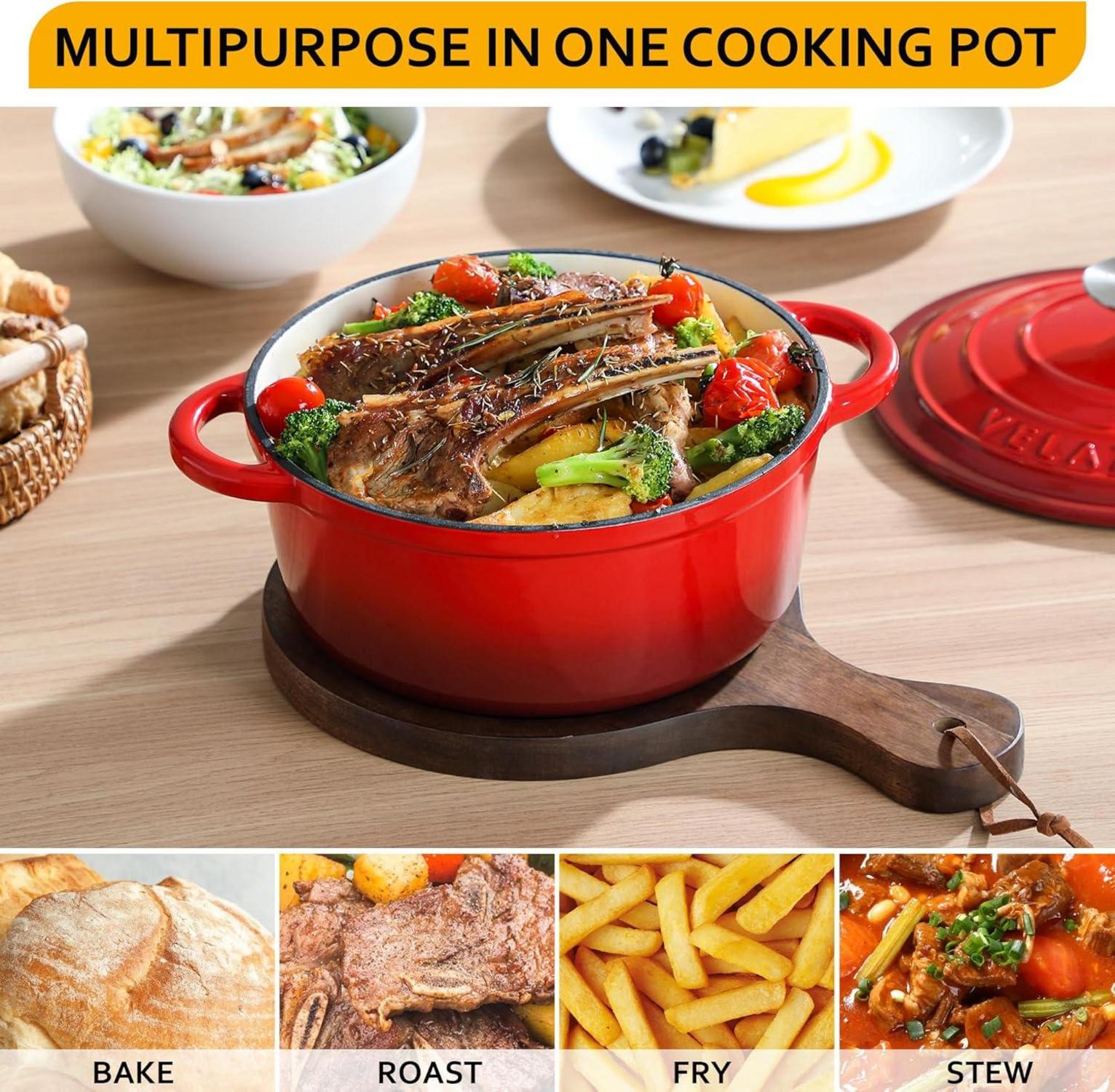 Gusseisen Bräter 23 cm 3L Induktion Schmortopf Deckel Emailliert Rund