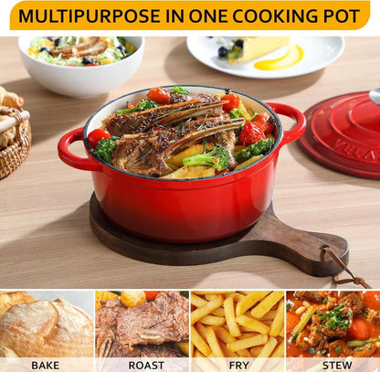 Gusseisen Bräter 23 cm 3L Induktion Schmortopf Deckel Emailliert Rund