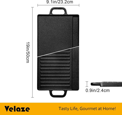 Gusseisen Grillplatte mit Griffen 42x23cm Schwarz BBQ