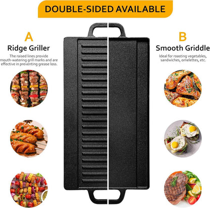 Gusseisen Grillplatte Doppelseitig Verwendbar für Gasgrill