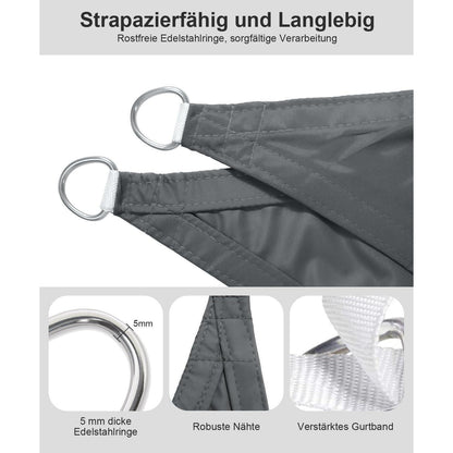 Wasserdichtes Sonnensegel 5x5m Anthrazit UV-Schutz PES Polyester