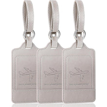 3er-Pack Kofferanhänger PU Leder Adressschild Grau