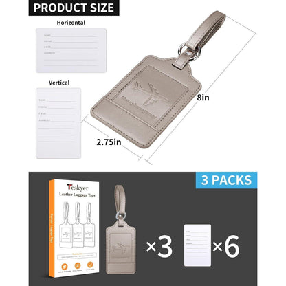 3er-Pack Kofferanhänger PU Leder Adressschild Grau
