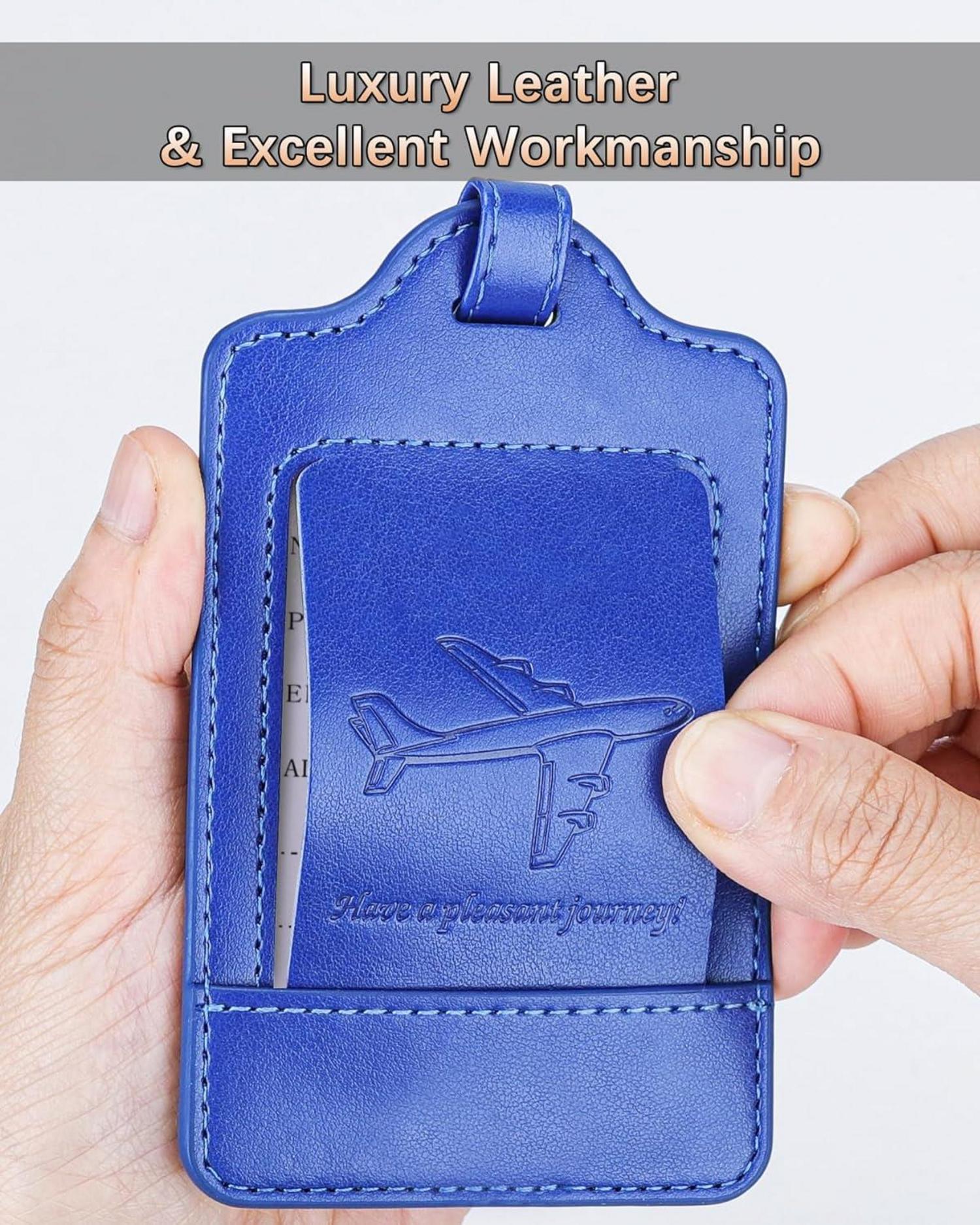 3er-Pack Kofferanhänger PU Leder Adressschild Hellblau