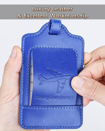 3er-Pack Kofferanhänger PU Leder Adressschild Hellblau