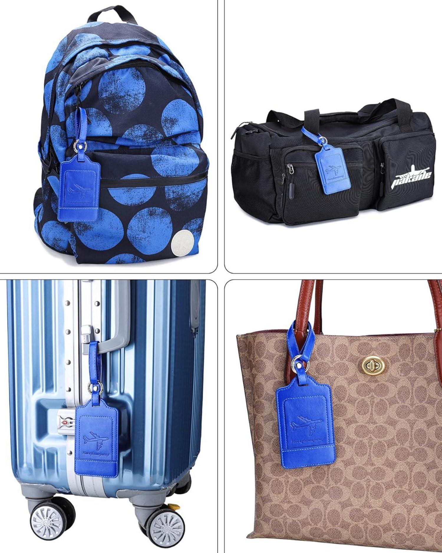 3er-Pack Kofferanhänger PU Leder Adressschild Hellblau