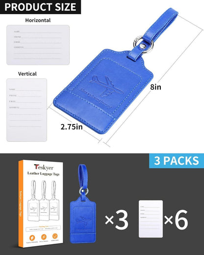 3er-Pack Kofferanhänger PU Leder Adressschild Datenschutz
