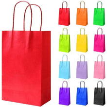 12 Kraftpapiertüten mit Henkeln, Geschenktüten Set - Mehrere