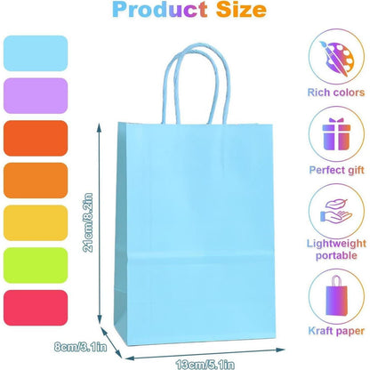 12 Kraftpapiertüten mit Henkeln, Geschenktüten Set - Mehrere