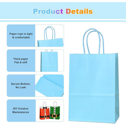 12 Kraftpapiertüten mit Henkeln, Geschenktüten Set - Mehrere