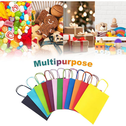 12 Kraftpapiertüten mit Henkeln, Geschenktüten Set - Mehrere