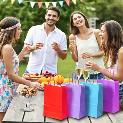 12 Kraftpapiertüten mit Henkeln, Geschenktüten Set - Mehrere