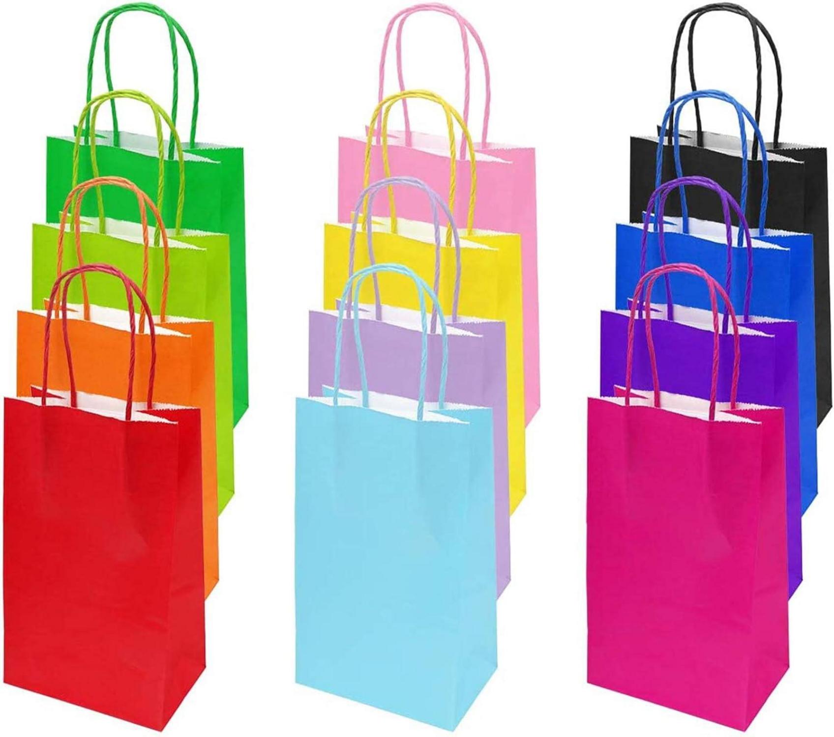 Papiertüten Kraftpapier 12 Stück Geschenkverpackung Henkel 21*13*8CM