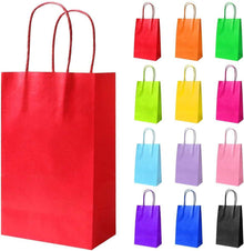 12 Kraftpapiertüten mit Henkeln, Geschenktüten Set - Mehrere
