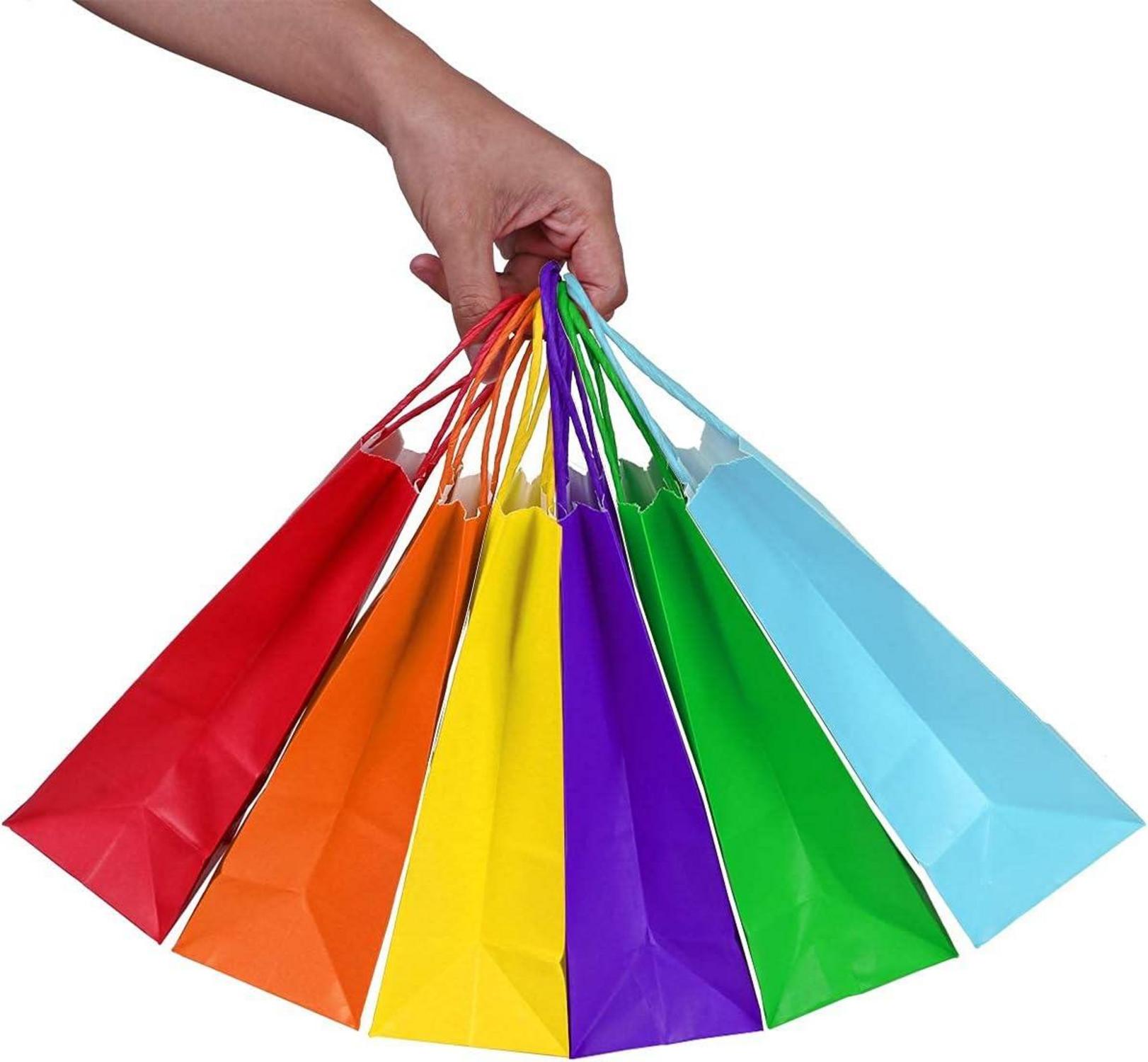 Papiertüten Kraftpapier 12 Stück Geschenkverpackung Henkel 21*13*8CM
