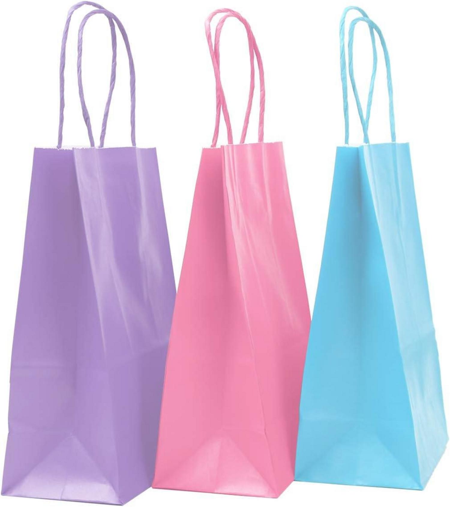 12x Flintronic Papiertüten aus Kraftpapier, Geschenktüten Set - Mehrere Farben &1 Mehrfarbig (15*8*21CM) &1