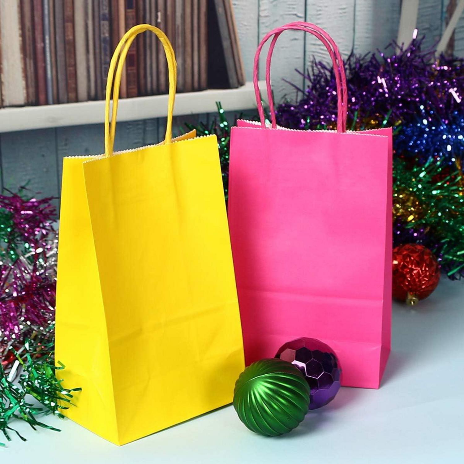 12x Kraftpapiertüten mit Henkel Geschenktüten Set - Mehrere Farben 21x13x8CM