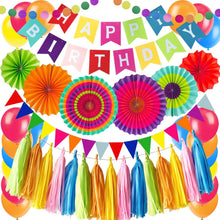 Geburtstagsdeko Happy Birthday Dekoration Set Papierfächer Luftballon