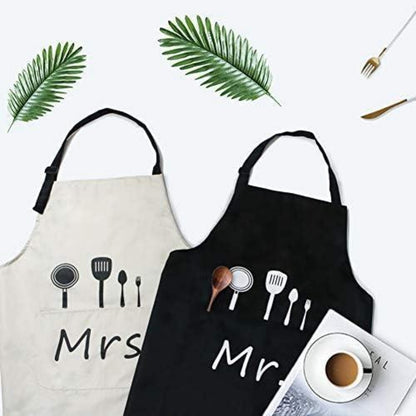 Mr. & Mrs. Küchenschürze verstellbarem Nackenbügel 2 Taschen Garten