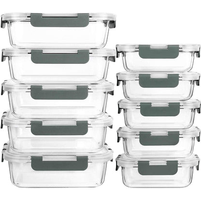MCIRCO Glas-Frischhaltedosen Set 20 Teile auslaufsicher