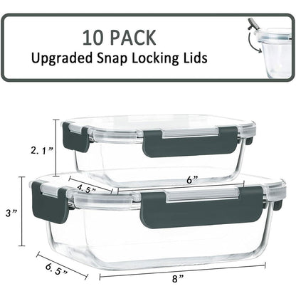 MCIRCO Glas-Frischhaltedosen Set 20 Teile auslaufsicher