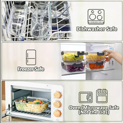 MCIRCO Glas-Frischhaltedosen Set 20 Teile auslaufsicher