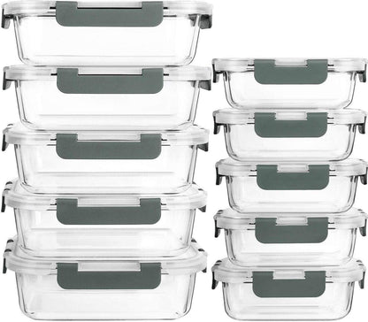 Glas-Frischhaltedosen Set für Lebensmittel, 20-teilig