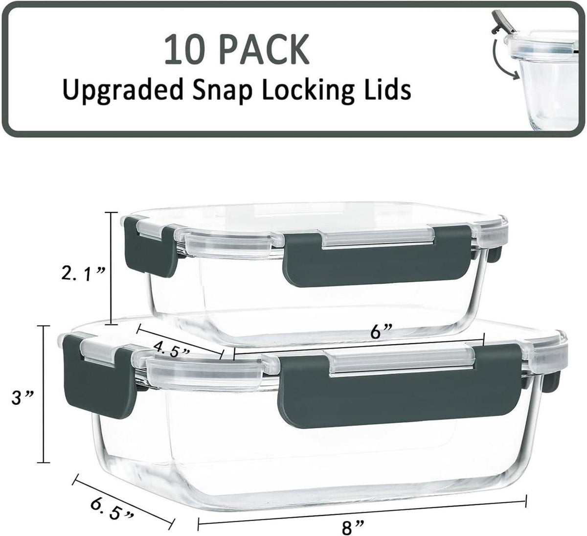 MCIRCO Glas-Frischhaltedosen Set 20 Teile auslaufsicher