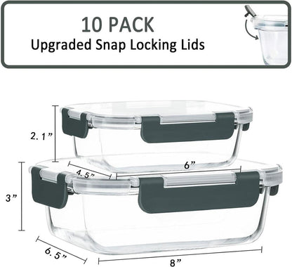 MCIRCO Glas-Frischhaltedosen Set 20 Teile auslaufsicher