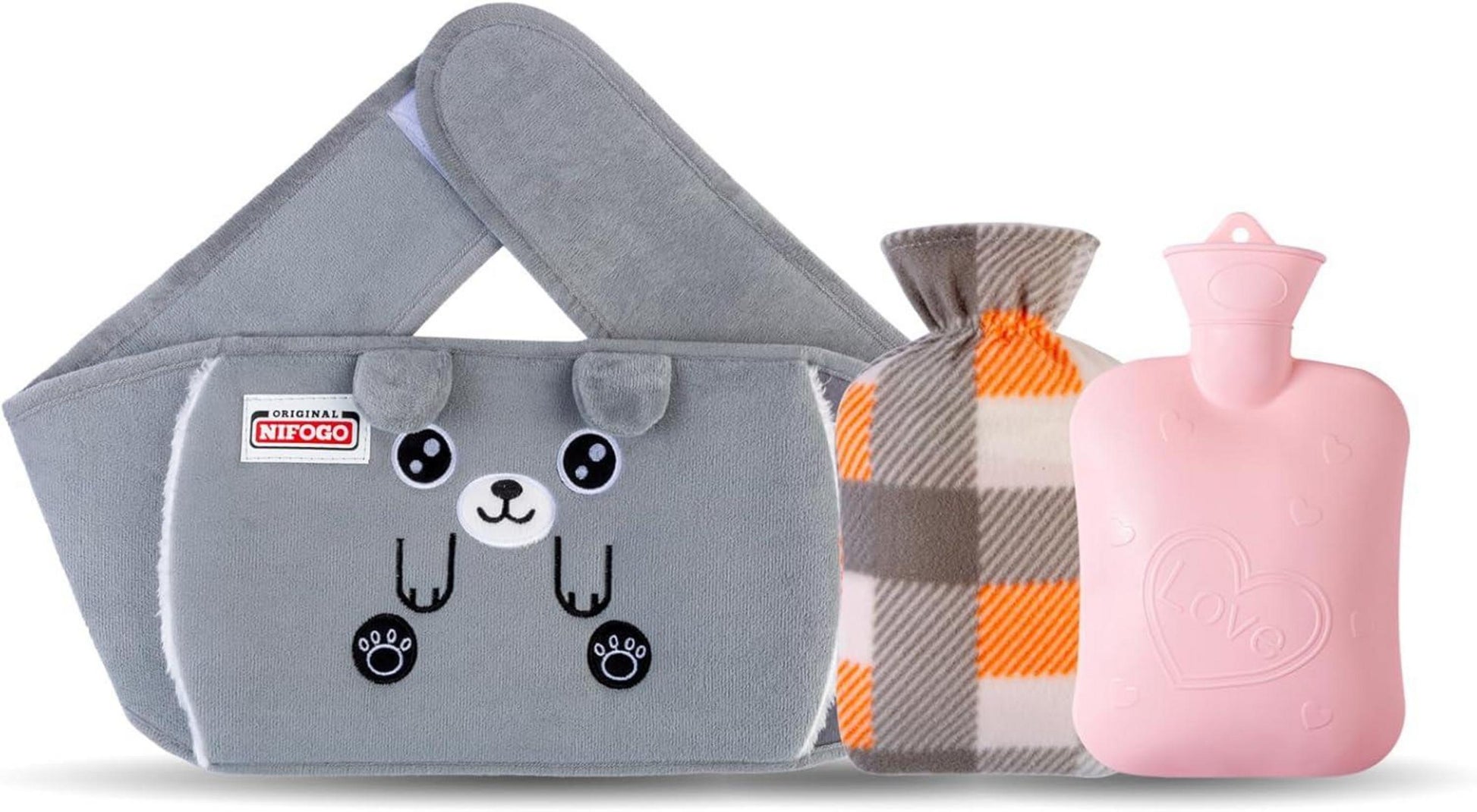 Wärmflasche mit Bezug 1,3L für Nacken Schulter Rücken Taille