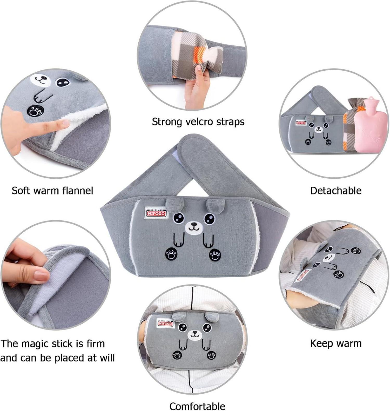 Nifogo Wärmflaschengürtel mit 1,3L Bezug für Nacken Schulter Bauchunschmerzen