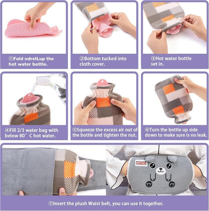 Wärmflaschengürtel 1,3L mit Weichem Taillen-Bezug für Schulter Rücken