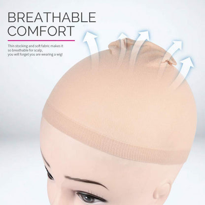 6er Pack Beige Nylon Perücke Kappen Set - Atmungsaktiv & Elastisch