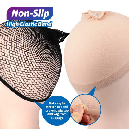 6er Pack Haarnetz Nylon Wig Cap Perücke Kappen Set - Atmungsaktiv & dehnbar, 4 Beige & 2 Schwarze Haarnetze