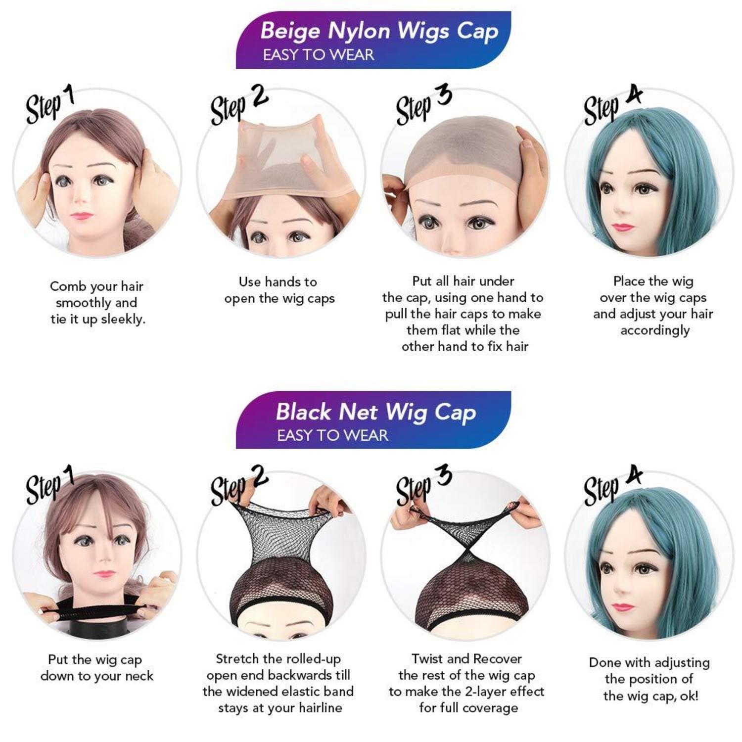 6 Stück Haarnetz Nylon Wig Cap Perücke Kappen, atmungsaktive Dehnbare